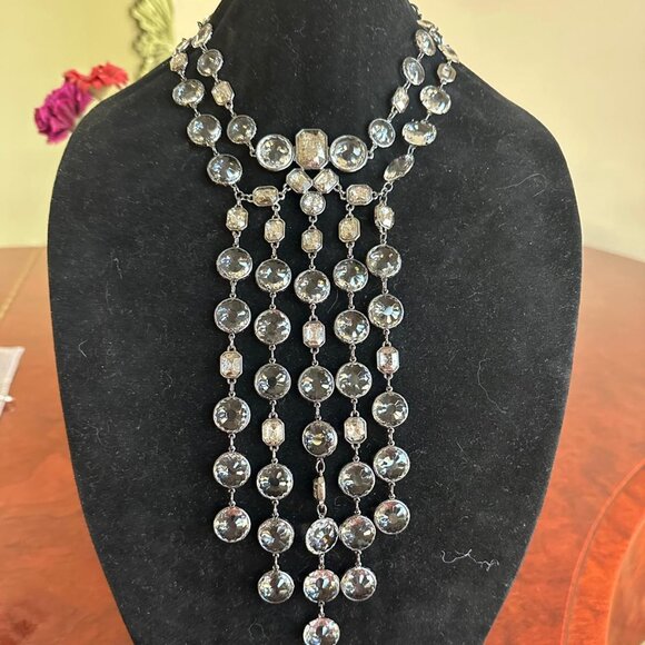 NWT CHICO'S Cascading Silver Tone Statement Necklace - Picture 1 of 4